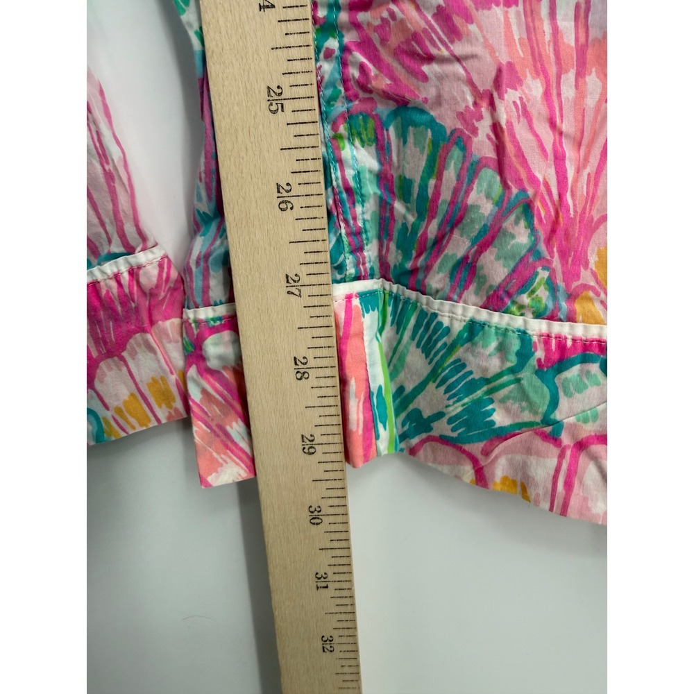 Lilly Pulitzer Pajama Pants Womens Large Pink Green Shell Print Cotton PJs - Picture 6 of 8
